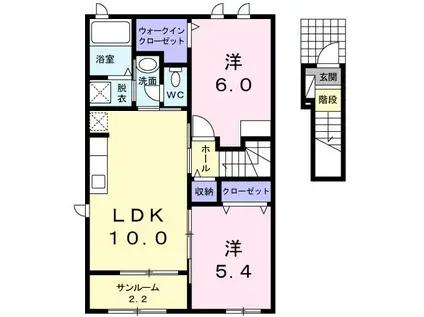 CASA PIACE嘉山(2LDK/2階)の間取り写真