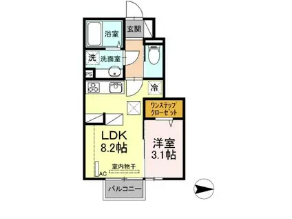 ルナ並木(1LDK/1階)の間取り写真