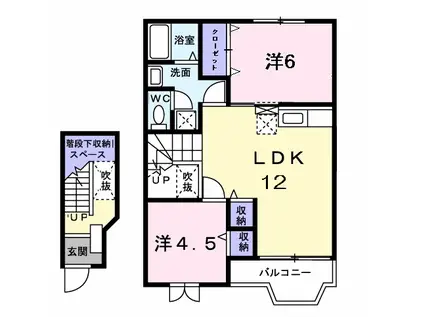 ドリームハウス(2LDK/2階)の間取り写真