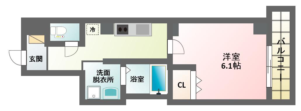 みおつくし杭全(1K/6階)の間取り写真