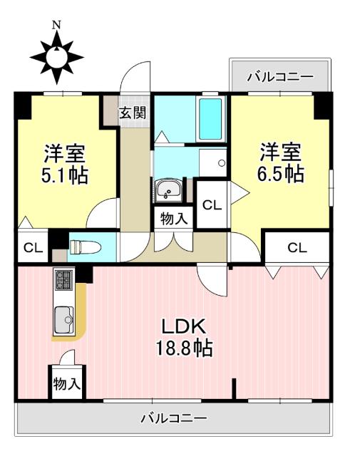 グランドソレイユ(2LDK/2階)の間取り写真