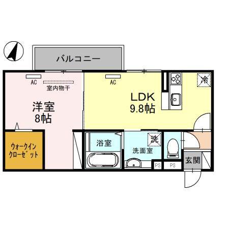 D-ROOM NANKAI(1LDK/2階)の間取り写真