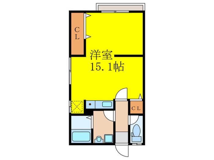 奥野ハイツ(ワンルーム/1階)の間取り写真