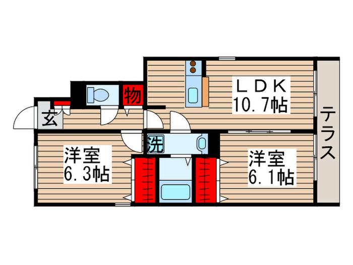 コンフォート111(2LDK/1階)の間取り写真