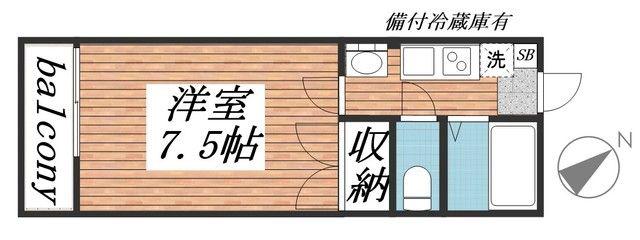グレイス津田沼(1K/1階)の間取り写真