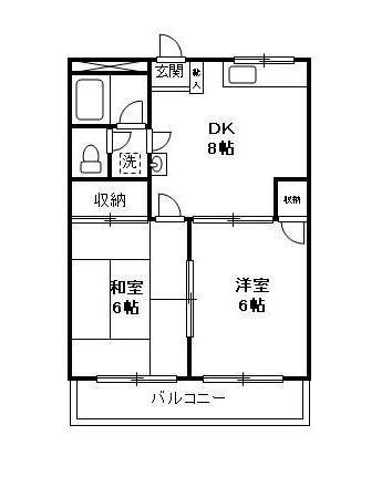 鹿島ハイツ(2DK/3階)の間取り写真