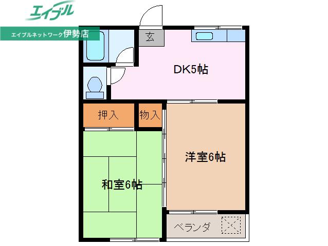 宮川ハイツ(2DK/1階)の間取り写真