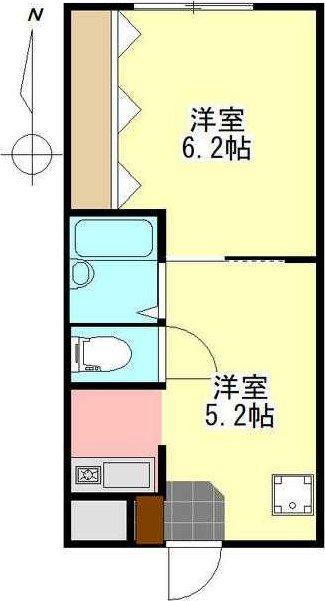 遠州鉄道 第一通り駅 徒歩11分 4階建 築31年(2K/3階)の間取り写真