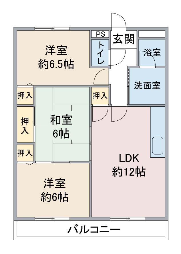 モネ水草(3LDK/2階)の間取り写真
