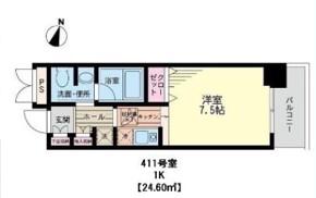 クオーレ(1K/4階)の間取り写真