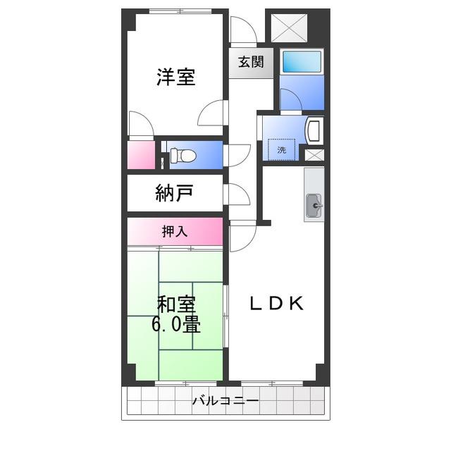 ロサノ・S・北豊中(2SLDK/1階)の間取り写真