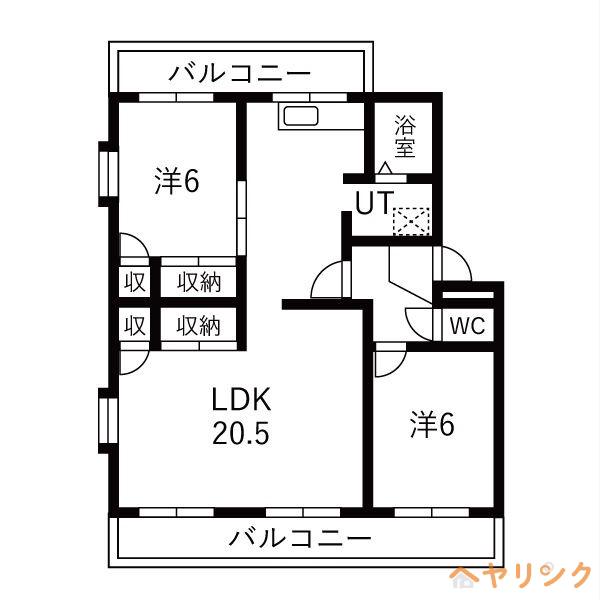 ガーデンハイツA棟(2LDK/2階)の間取り写真