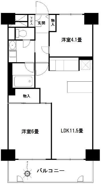 シティハウス・ノヴァ(2LDK/6階)の間取り写真