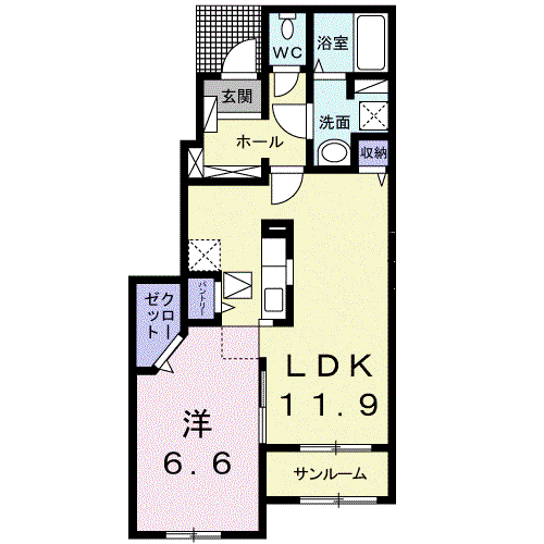 スマイルメゾン II(1LDK/1階)の間取り写真