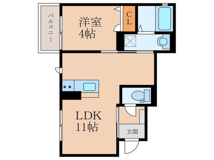 LA GRACIEUSE C棟(1LDK/1階)の間取り写真