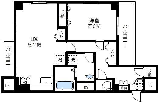 西荻窪マンション(1LDK/3階)の間取り写真