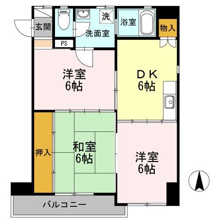 ハイム辻A(3DK/1階)の間取り写真