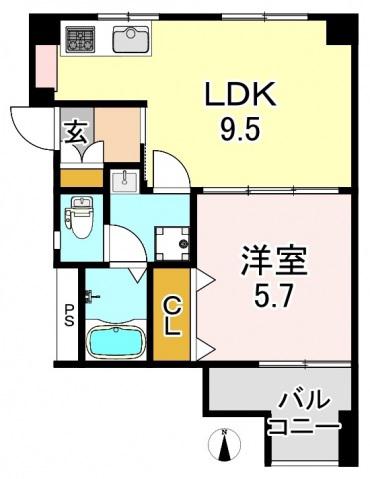 コーポ白鷺(1LDK/3階)の間取り写真