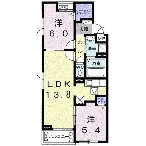 メゾンクロレII(2LDK/3階)の間取り写真