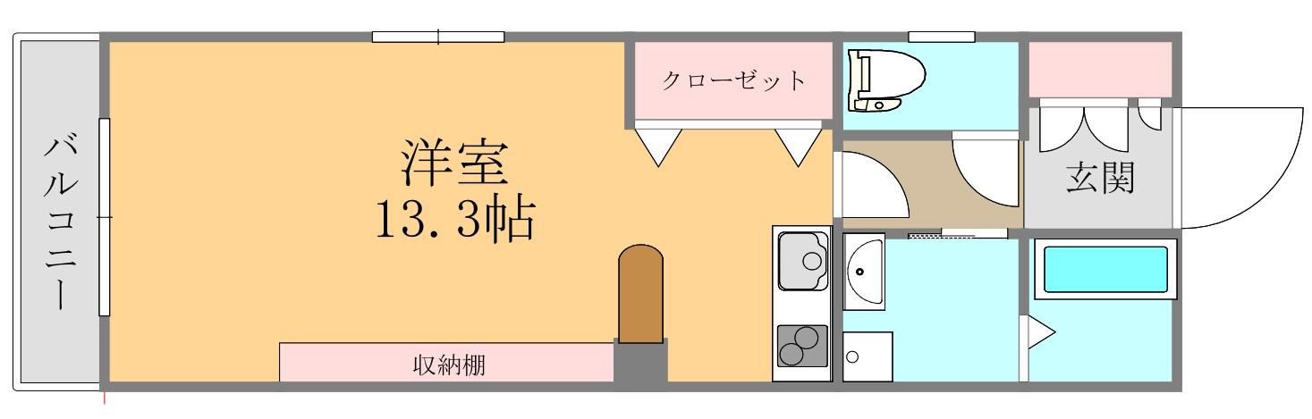 ビューテラス西堀端(ワンルーム/5階)の間取り写真