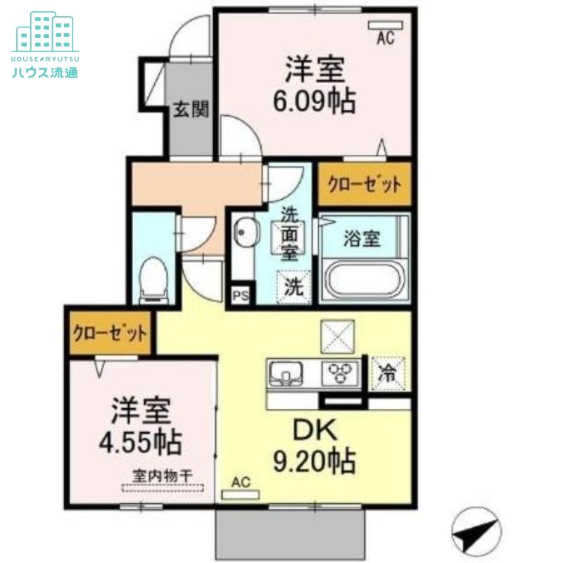 エトワール(2DK/1階)の間取り写真