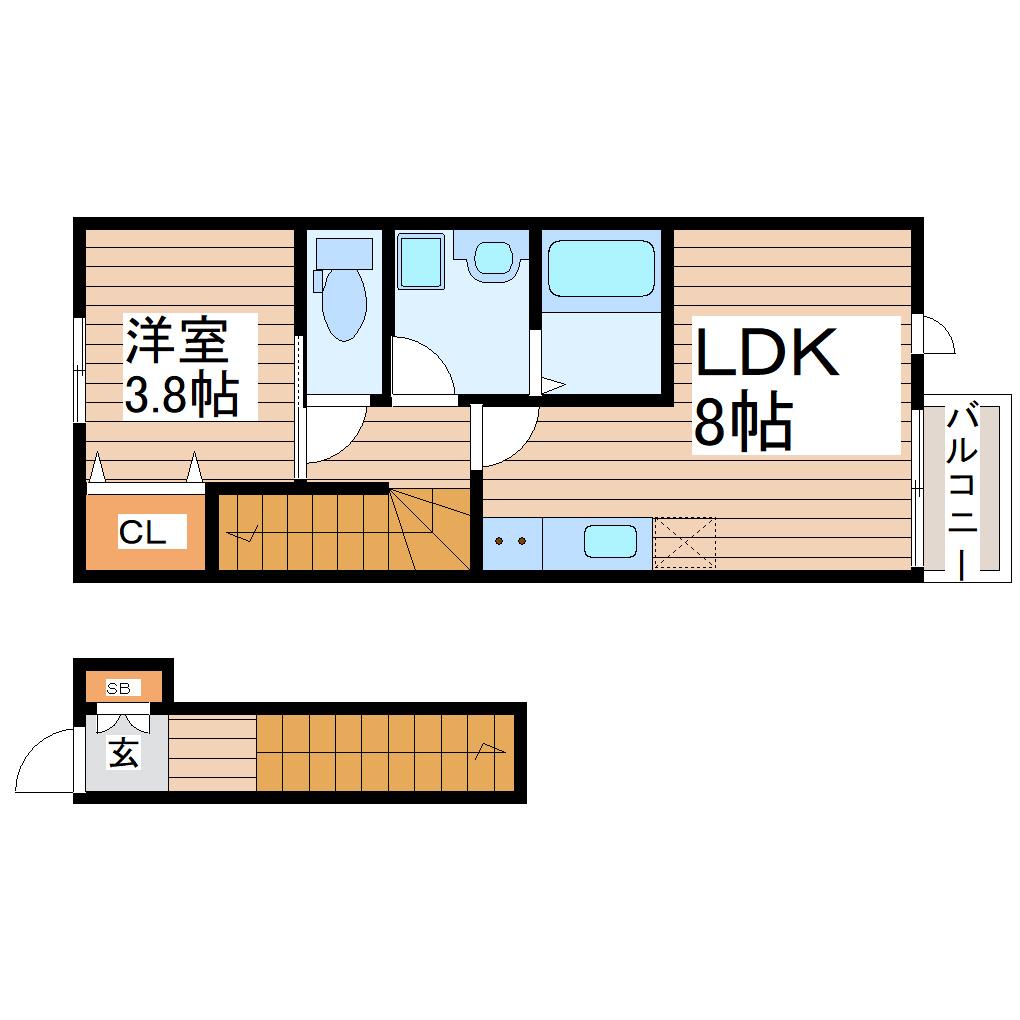 フォレス北仙台I(1LDK/2階)の間取り写真