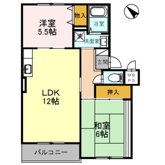 グッドライフ21 B棟(2LDK/1階)の間取り写真