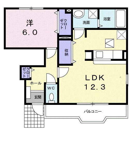 パラシオ(1LDK/1階)の間取り写真
