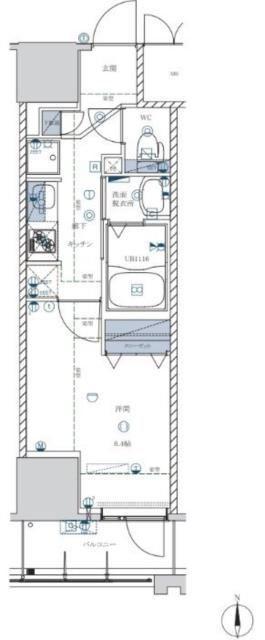 ライジングプレイス亀戸(1K/5階)の間取り写真
