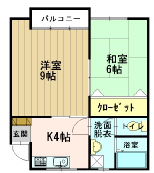 クライスデール天王台A(2K/1階)の間取り写真