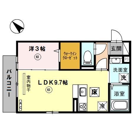 ボナール駅前(1LDK/1階)の間取り写真