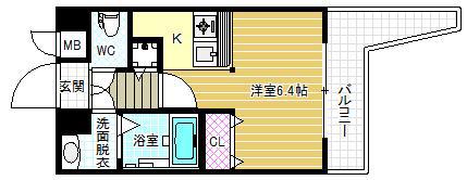 レジディア天神橋(1K/6階)の間取り写真