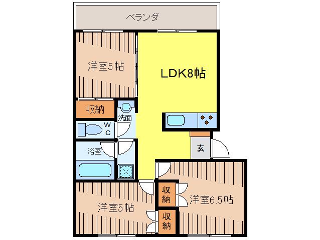 當山宇堅共同(3LDK/2階)の間取り写真