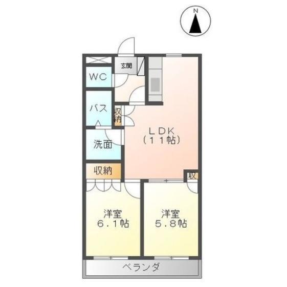 ピュアタウン(2LDK/1階)の間取り写真
