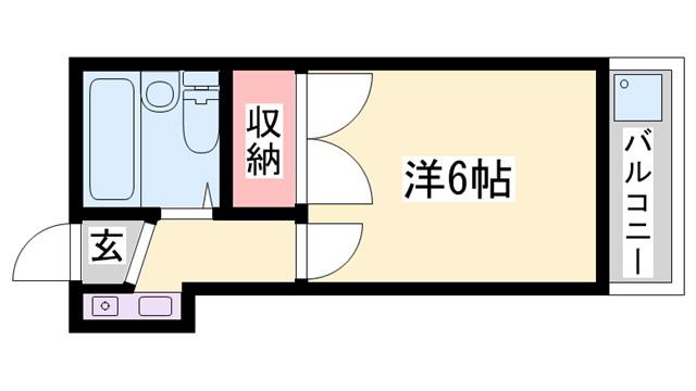 ヴァンヴェール宮西(ワンルーム/2階)の間取り写真