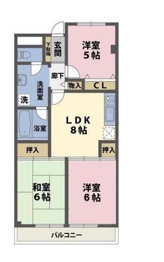 グレース六実(3LDK/4階)の間取り写真