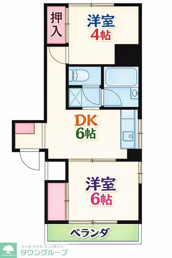 明和マンション(2DK/3階)の間取り写真