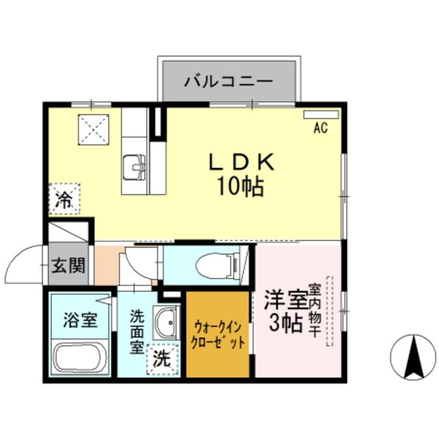 エスポワール前田B(1LDK/1階)の間取り写真