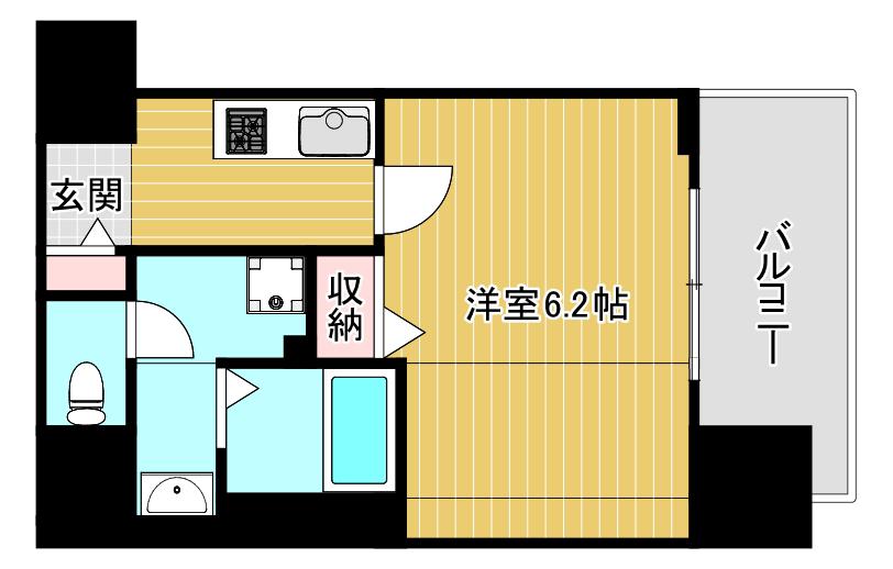 セオリー夕陽丘DOOR(1K/8階)の間取り写真