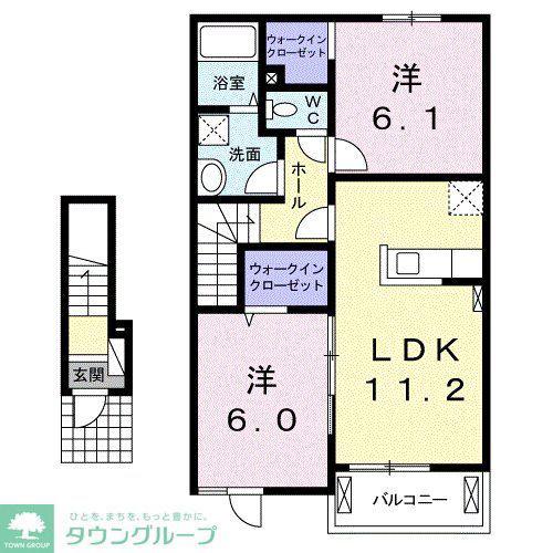 グランツA(2LDK/2階)の間取り写真