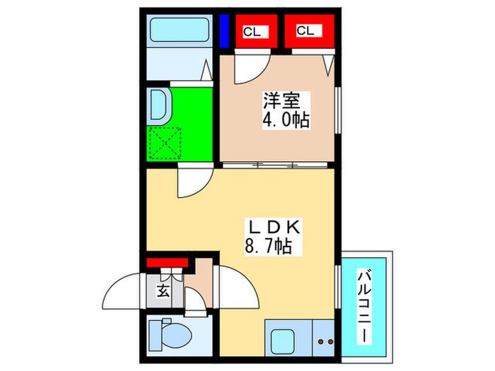 F ASECIA CARO(1LDK/3階)の間取り写真