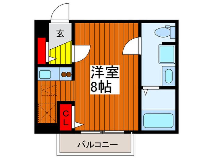 メルヘンアライ1号館(ワンルーム/2階)の間取り写真