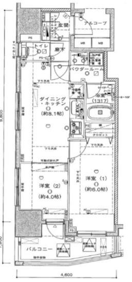 グランベル東京シーク(2DK/3階)の間取り写真