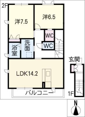 鳥澄グリーンヒルズ B棟(2LDK/2階)の間取り写真