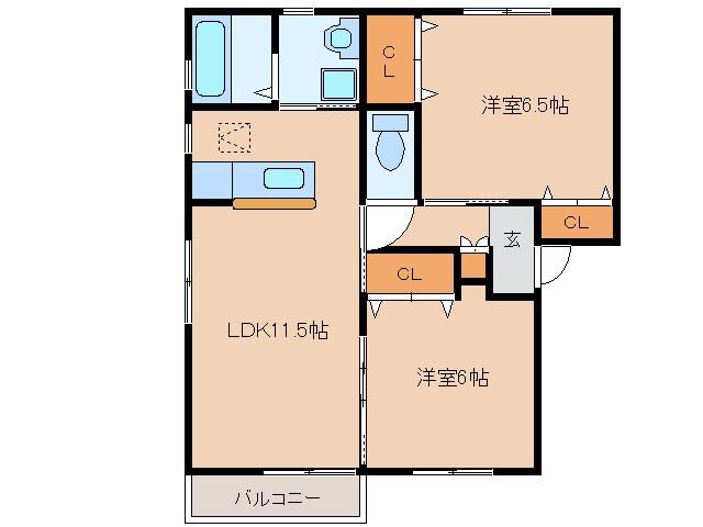 パークコートA(2LDK/2階)の間取り写真