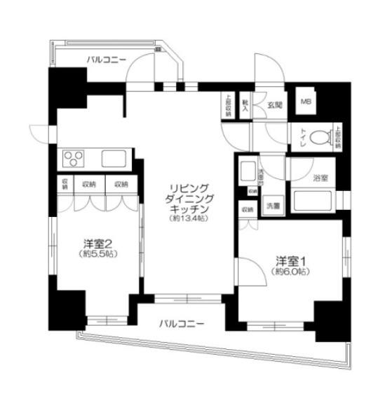 エターナル南千住グランTOKYO(2LDK/7階)の間取り写真