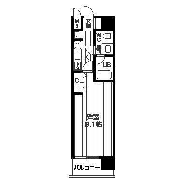 レジディア京町堀(1K/4階)の間取り写真