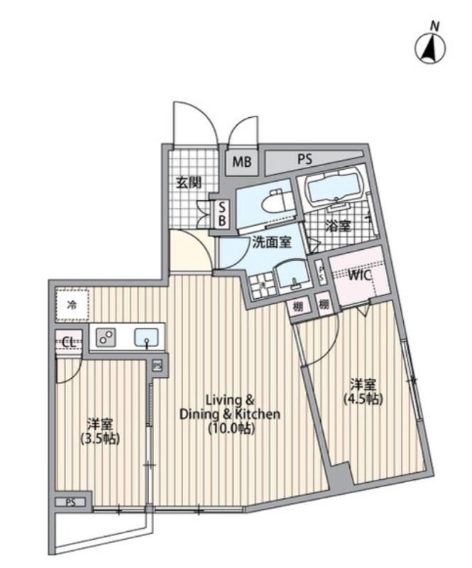 エルファーロ南麻布(2LDK/2階)の間取り写真
