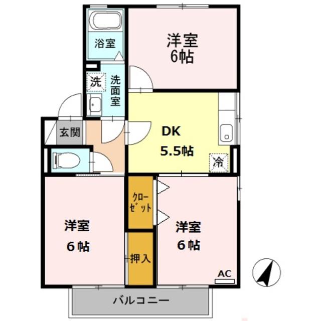 シャルム寿弐番館(3DK/2階)の間取り写真