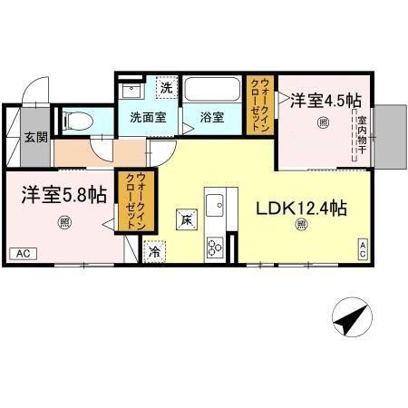 HOPE LODGE J(2LDK/1階)の間取り写真